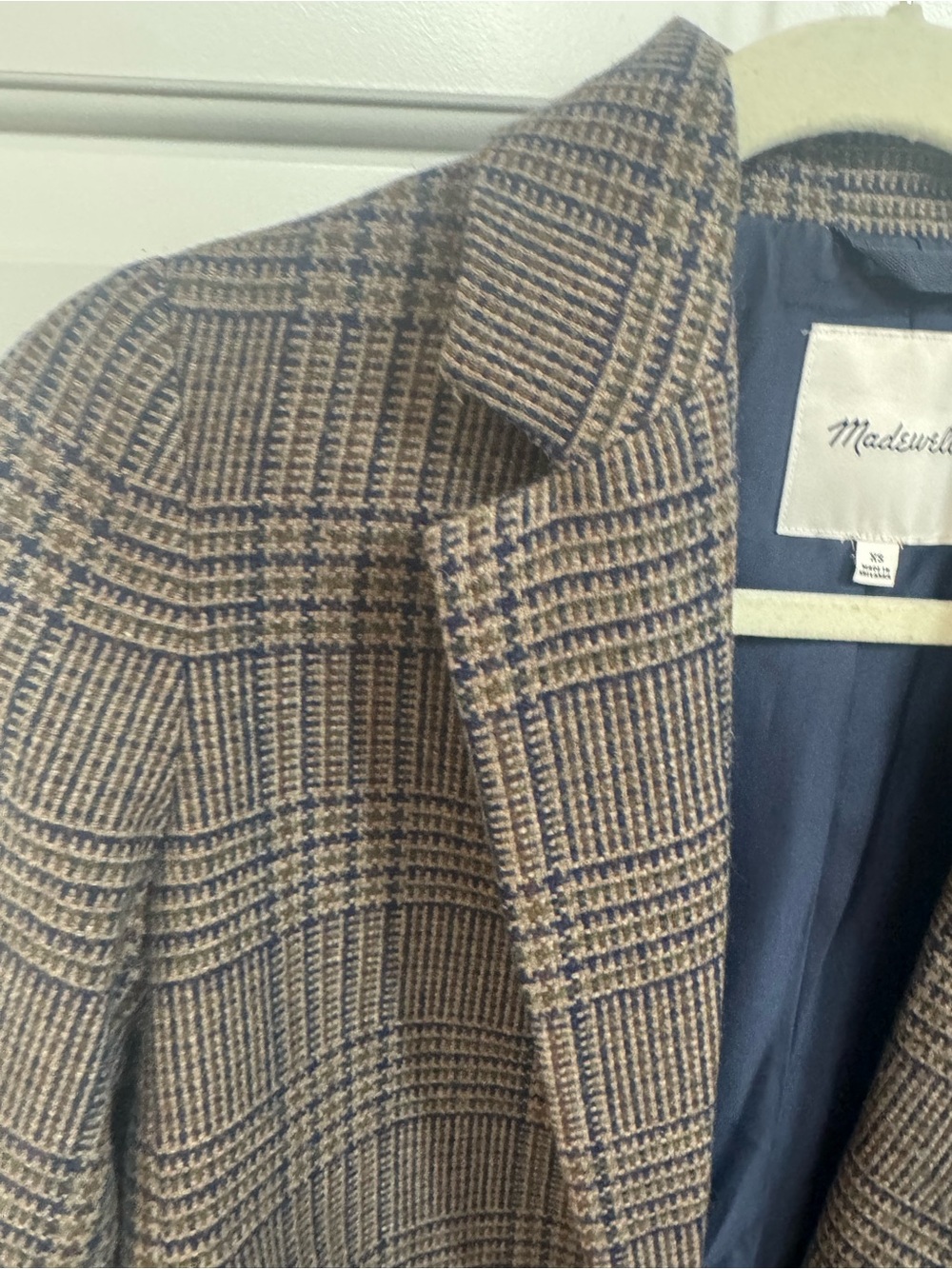 Madewell Plaid Sport Coat in Navy and Brown Check - Picture 2 of 2